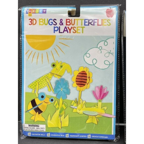 3D Bugs & Butterflies Pre K Playset Fine Motor Imaginative Play Set Of 2 teacher - Picture 2 of 9